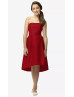 Strapless Garnet Satin High Low Junior Bridesmaid Dress With Pockets